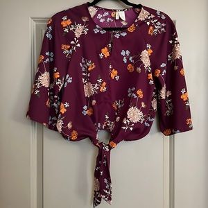Small cropped blouse with multi-color flower design